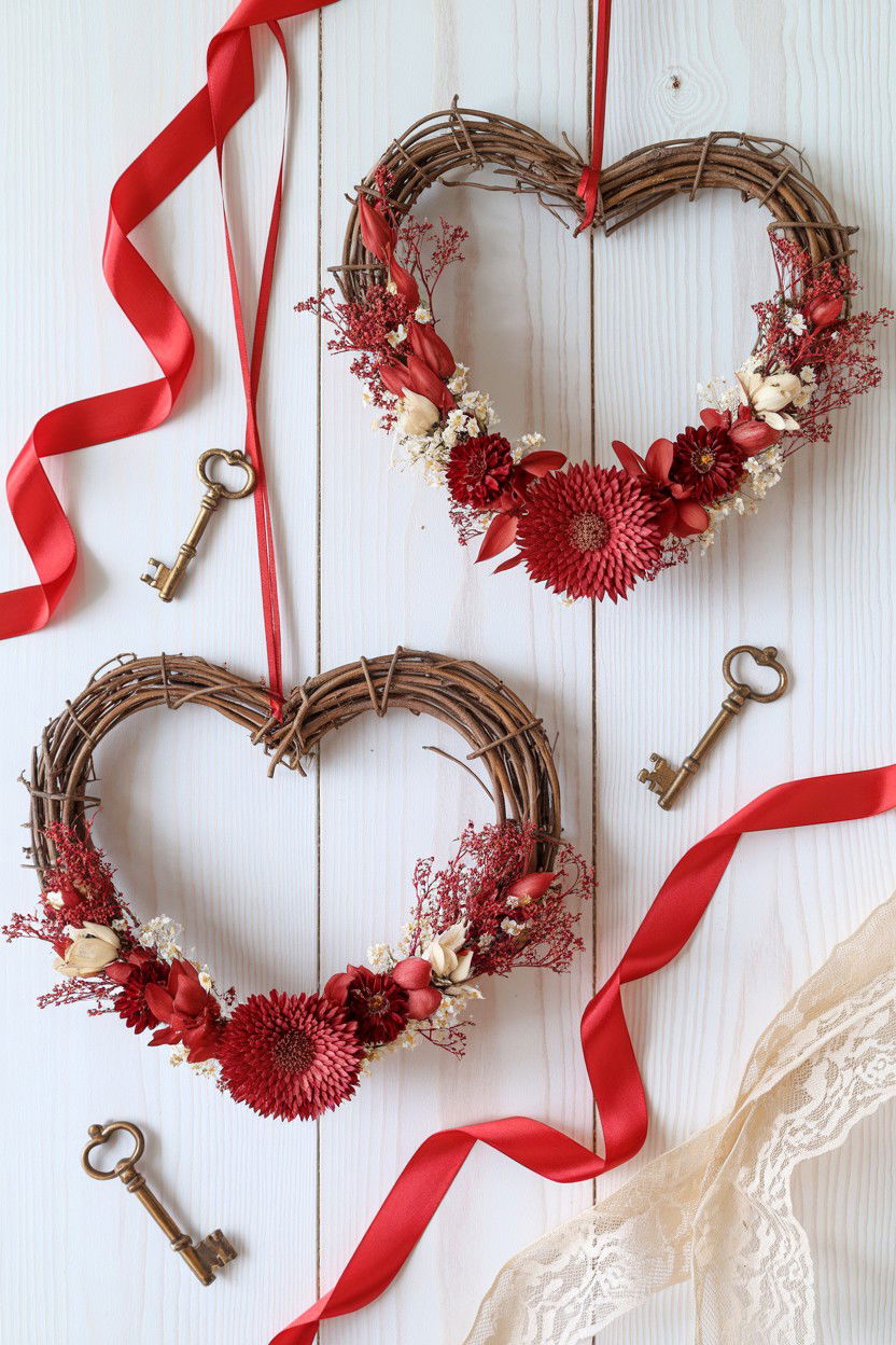 Heart Shaped Wreaths - 25 Vintage Valentine's Day Decorations