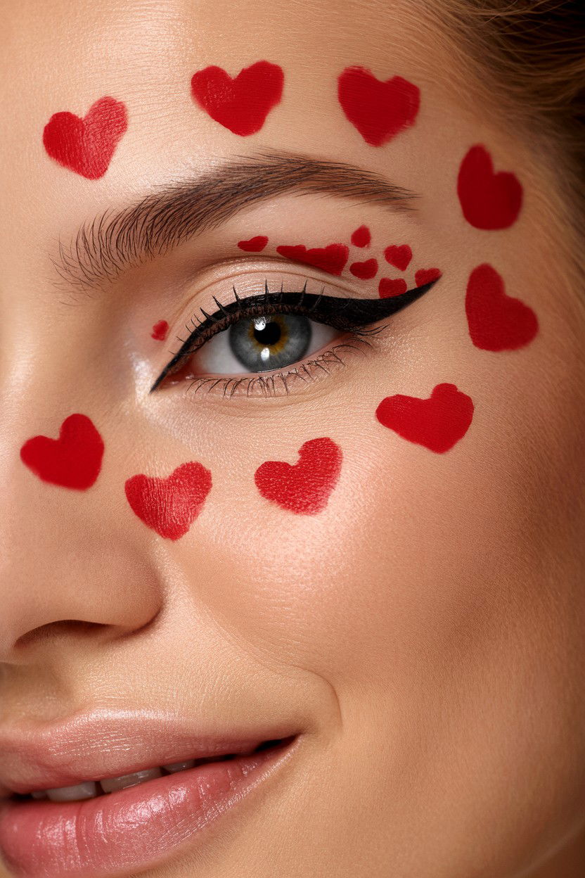 Heart Stamp Eyeliner - 25 Valentine's Day Graphic Liner Ideas