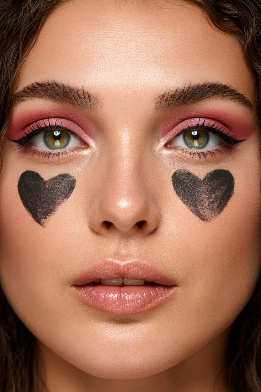 Heart Stamp Look - 25 Heart Makeup Valentine's Day Ideas