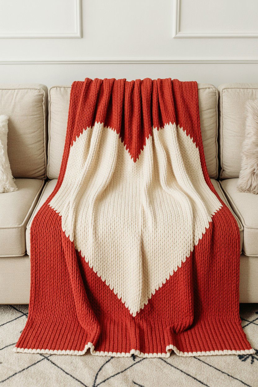 Heart Throw Blanket - 25 Modern Valentine's Day Decor Ideas