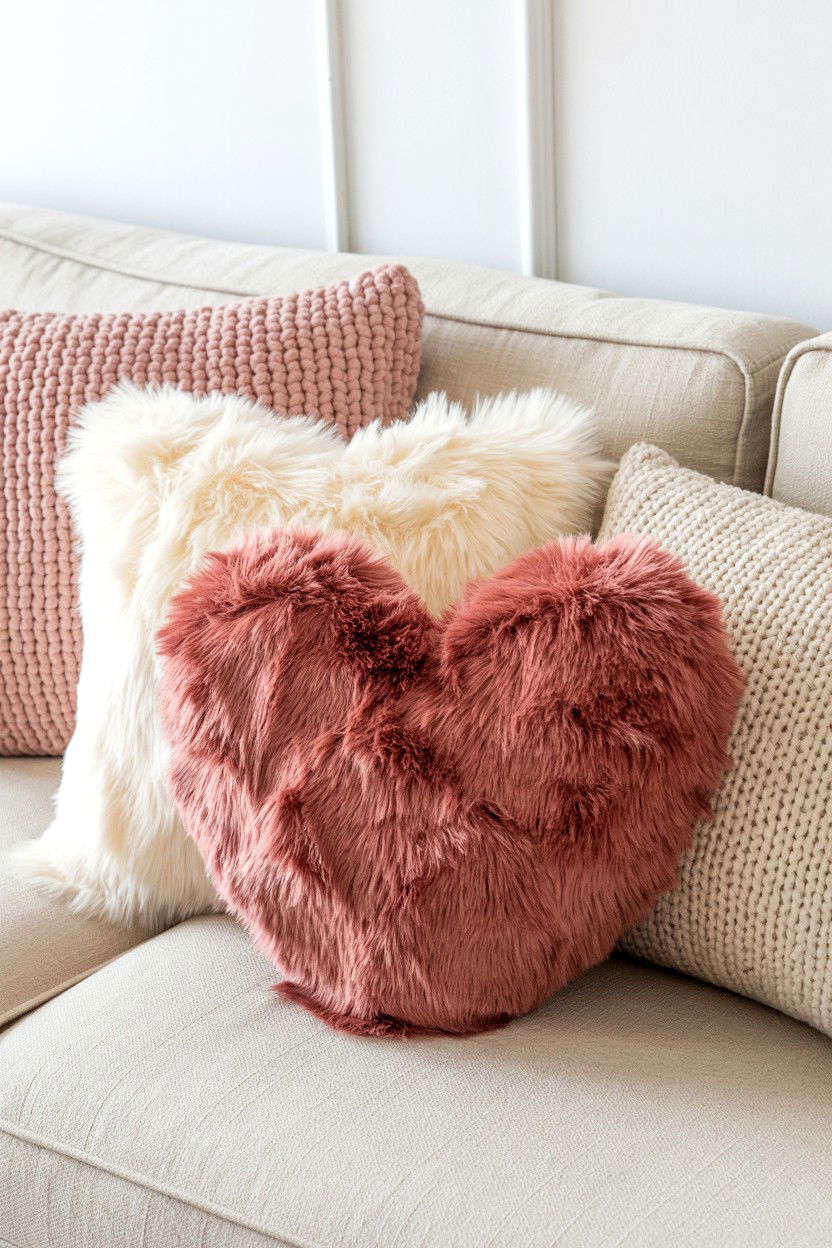 Heart Throw Pillows - 25 Valentine's Day Home Decor Ideas