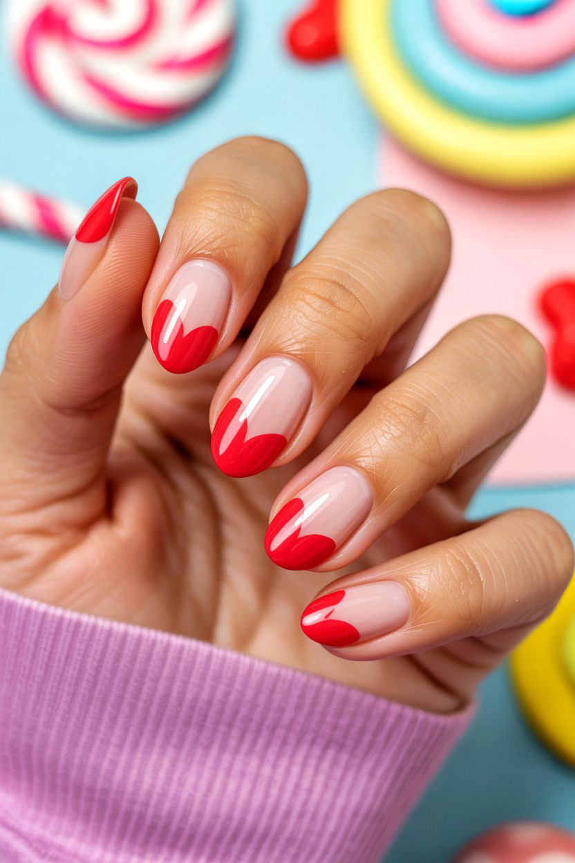 Heart Tip Nails - 25 Short Valentine's Day Nail Ideas