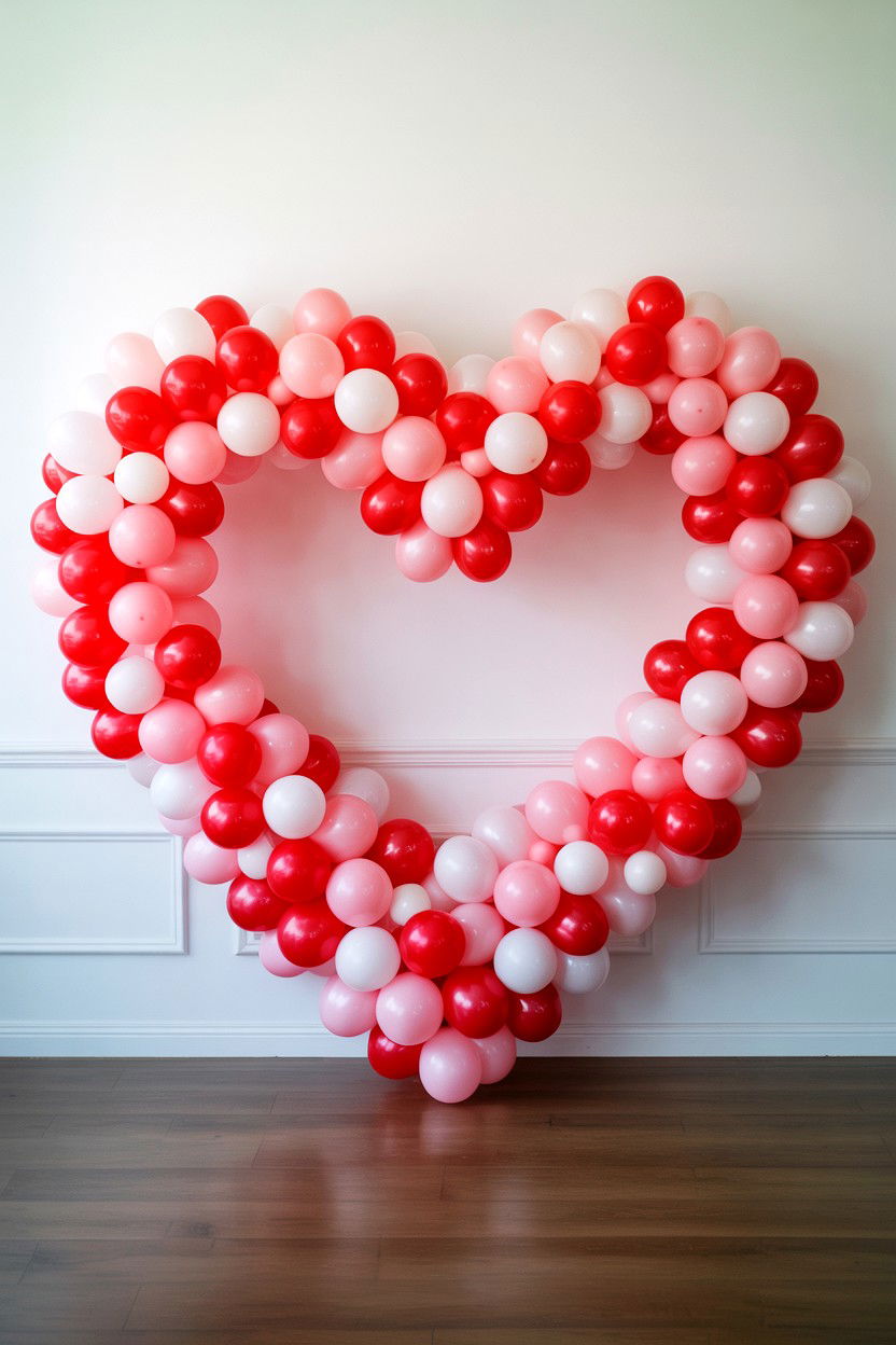Heart balloon wall - 25 Valentine's Day Photo Backdrop Ideas