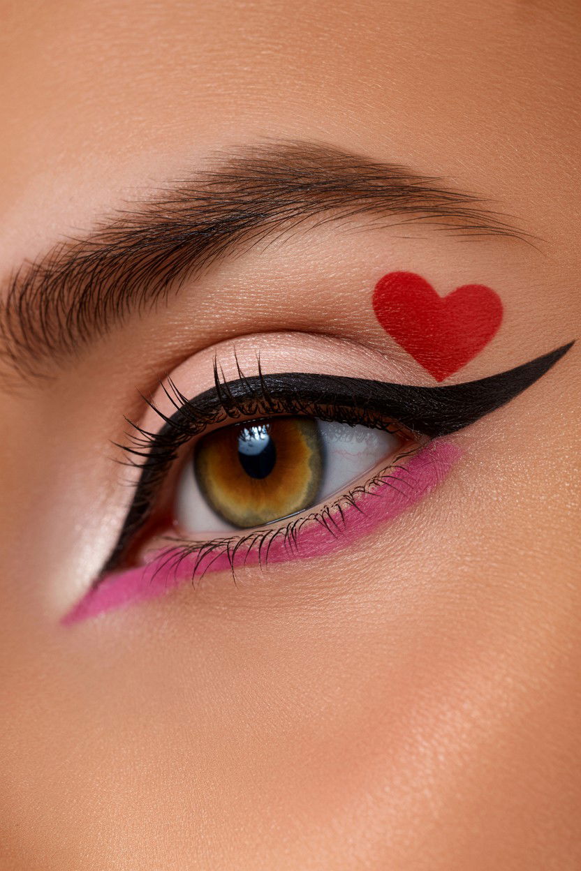 Heart detail fox eye - 25 Valentine's Day Fox Eye Makeup