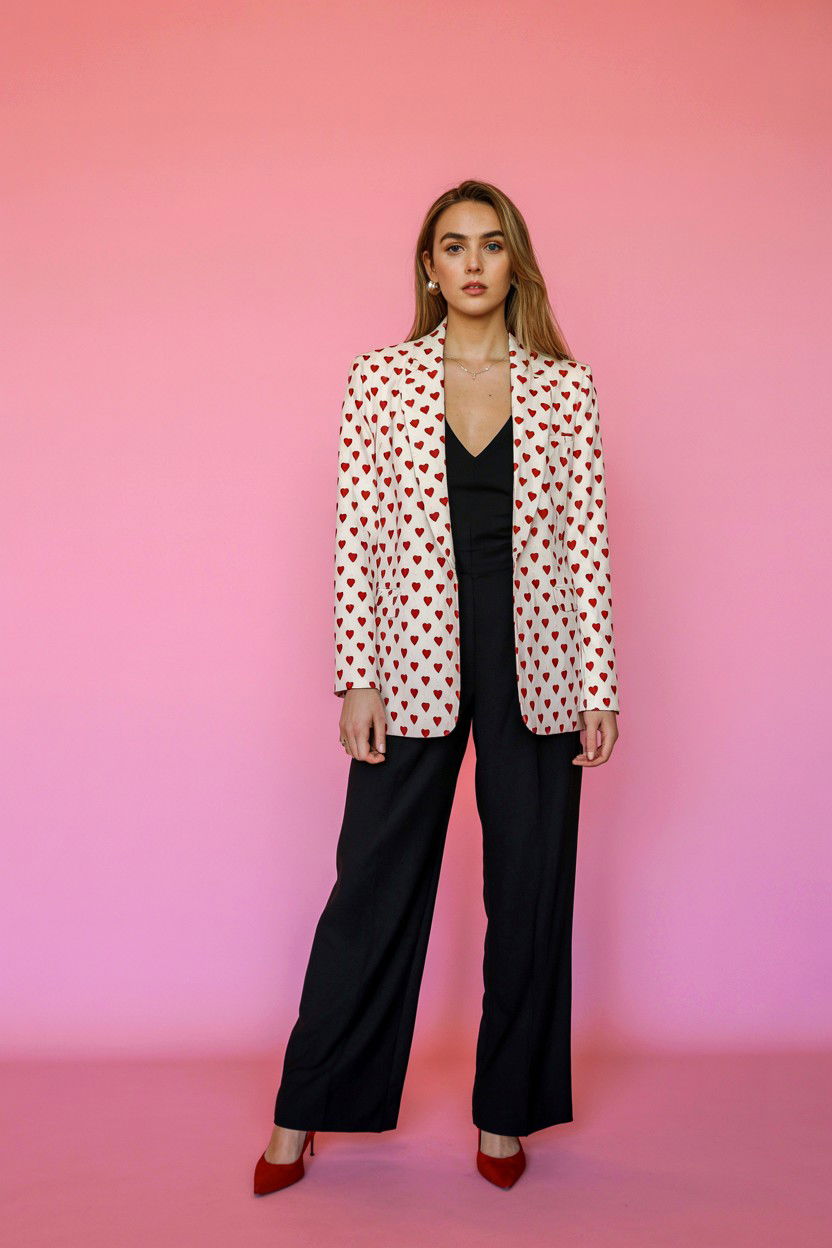 Heart print blazer - 25 Valentine's Day Blazer Outfits