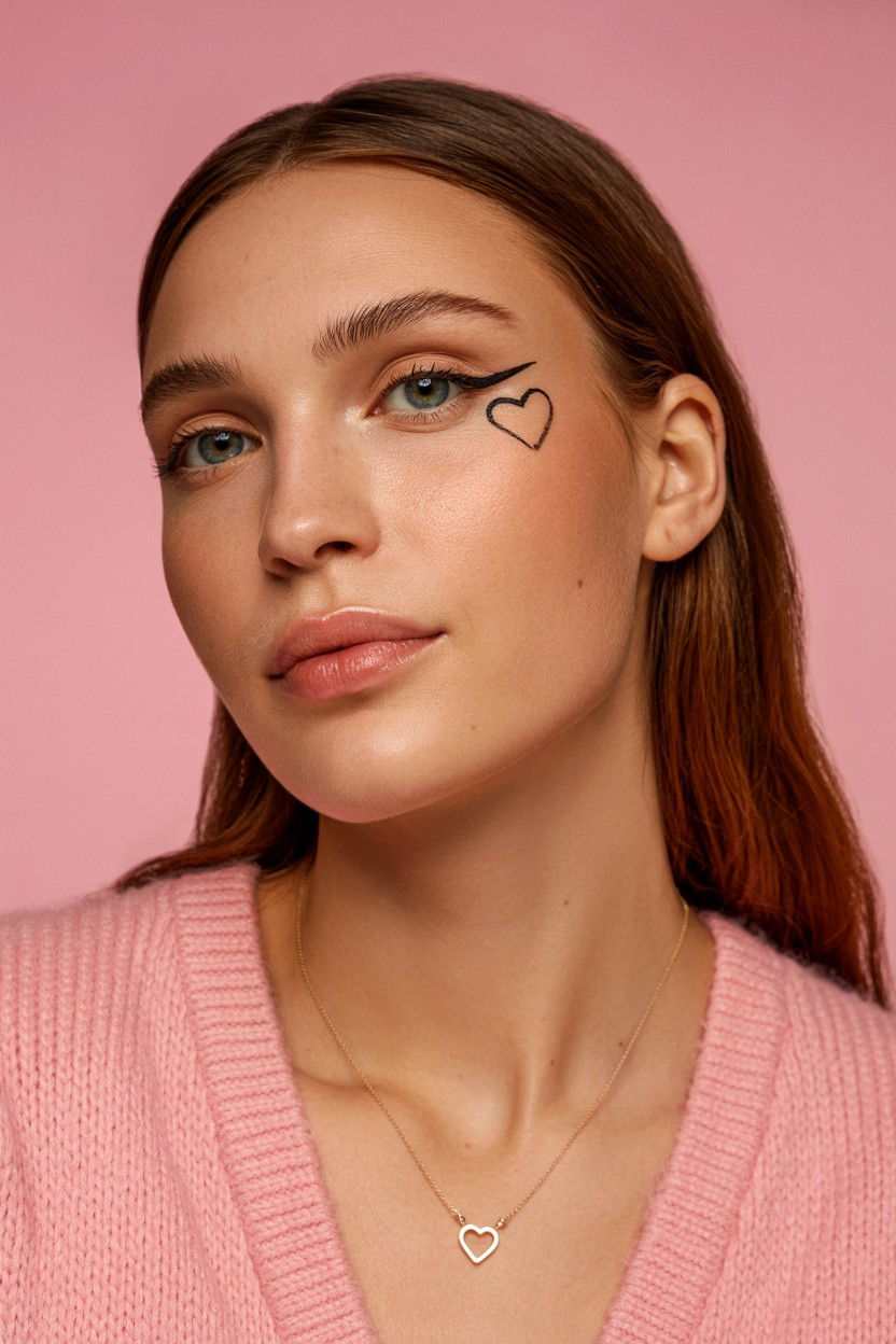 Heart shape eyeliner - 25 Valentine's Day Eyeliner Ideas