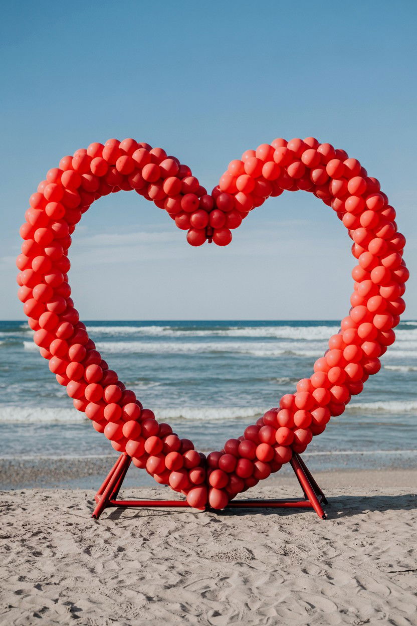 Heart shaped balloon arch - 25 Valentine's Day Balloon Arch Ideas