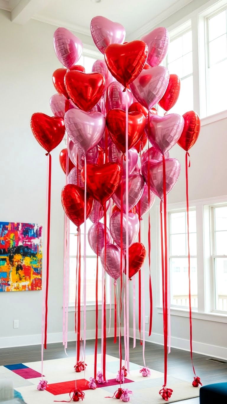 Heart shaped balloons - 25 valentine's day decor ideas