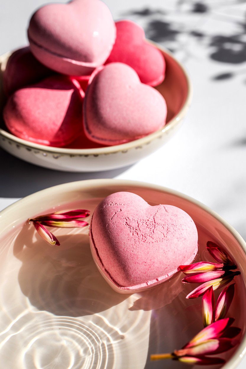 Heart shaped bath bombs - 25 Valentine's Day Spa Day Ideas
