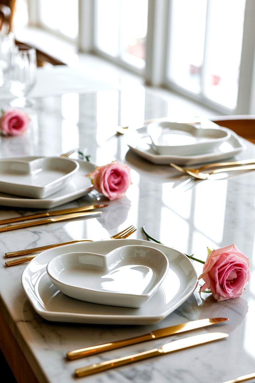 Heart shaped dinnerware - 25 Elegant Valentine's Day Table Ideas