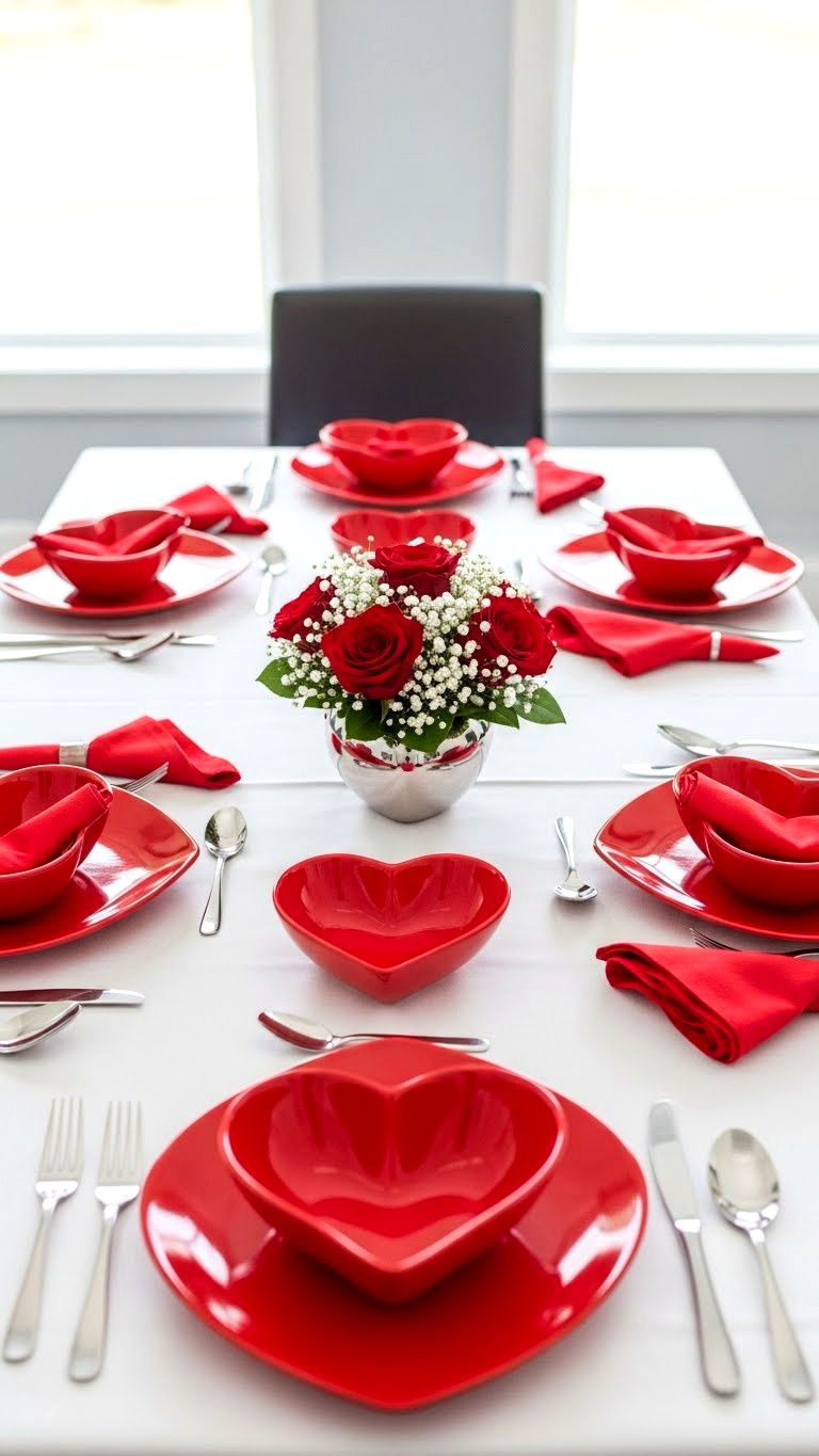 Heart shaped dinnerware - 25 valentine's day decor ideas