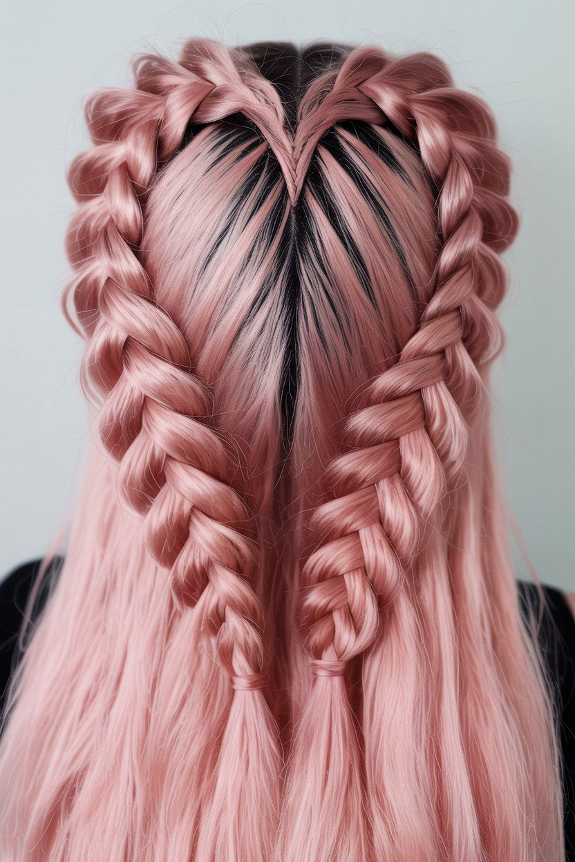 Heart shaped fishtail braid - 25 Valentine's Day Fishtail Braid Ideas