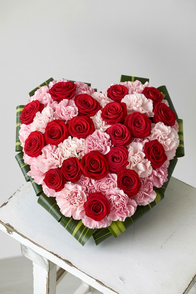 Heart shaped flower arrangement - 25 Valentine's Day Bouquet Ideas