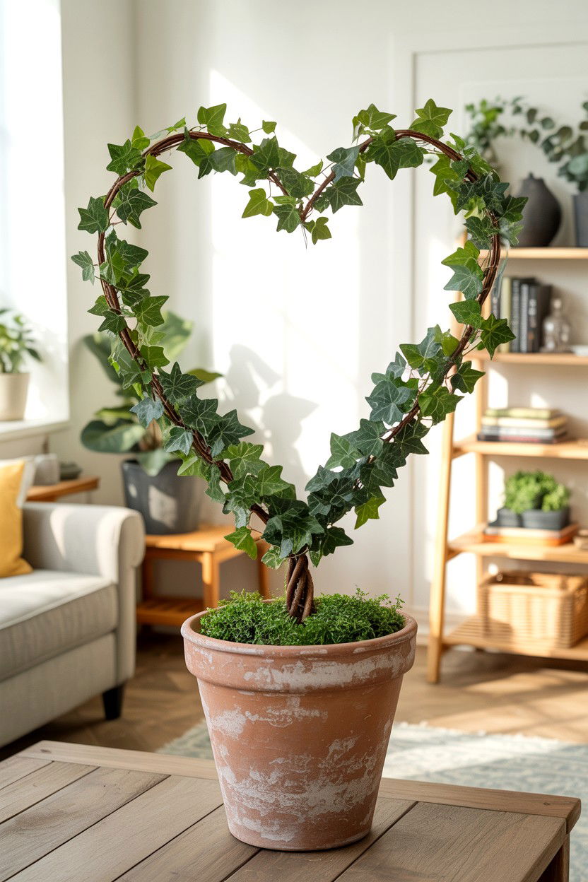 Heart shaped ivy topiary - 25 Valentine's Day Planter Ideas