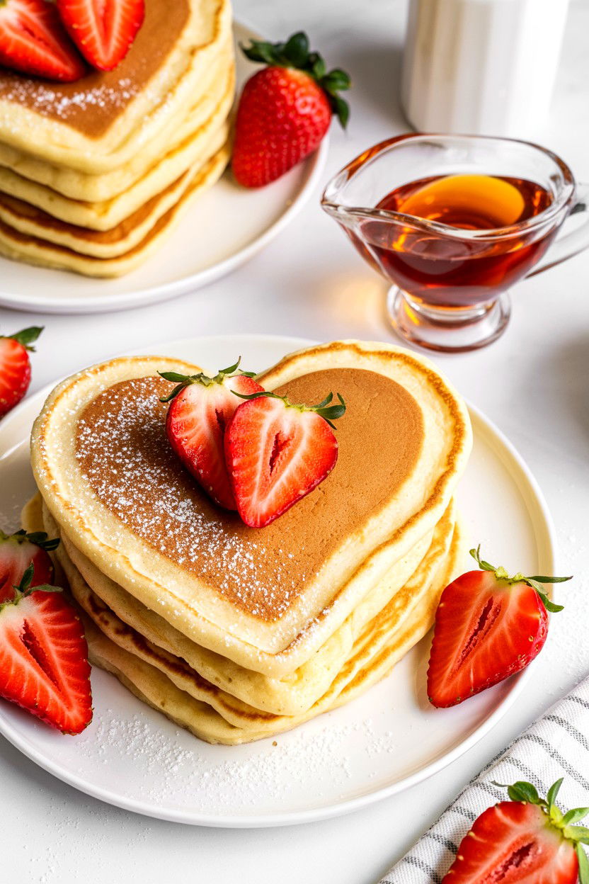 Heart shaped pancakes - 25 Valentine's Day Morning Surprise Ideas
