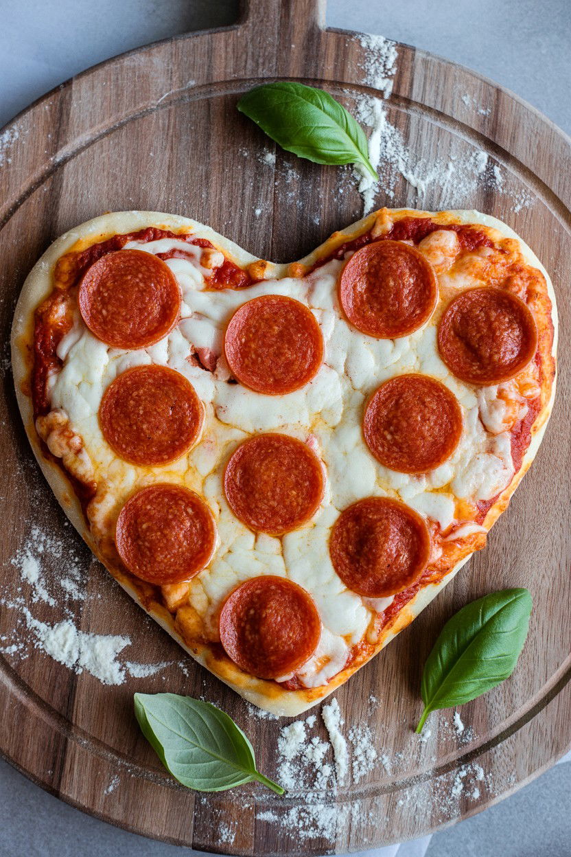 Heart shaped pizza - 25 Valentine's Day Aesthetic Photo Ideas