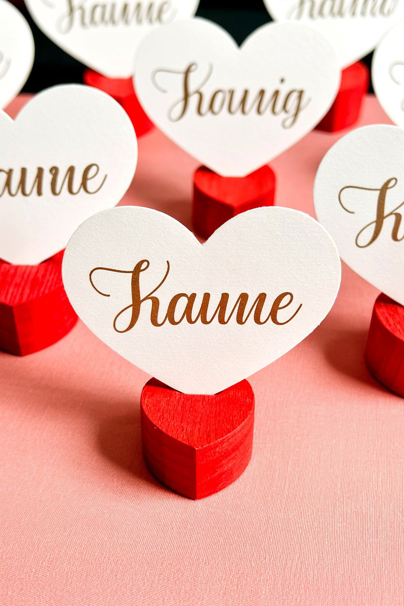 Heart shaped place cards - 25 Valentine's Day Bridal Shower Ideas