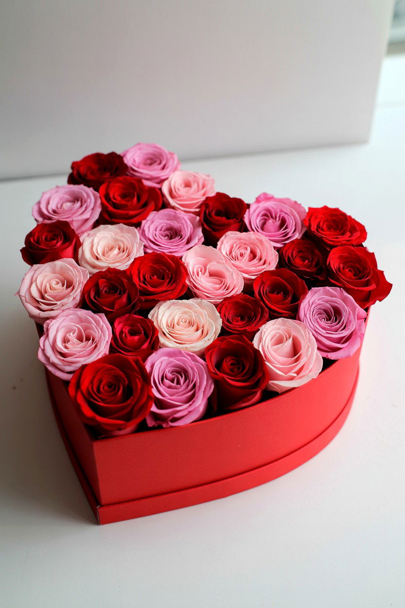 Heart shaped rose box - 25 Valentine's Day Rose Arrangement Ideas