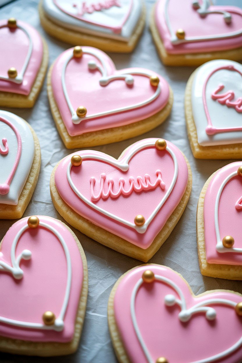 Heart shaped sugar cookies - 25 Valentine's Day Bridal Shower Ideas