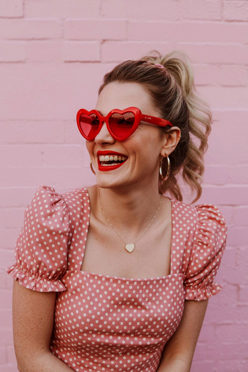 Heart shaped sunglasses - 25 Valentine's Day Portrait Ideas