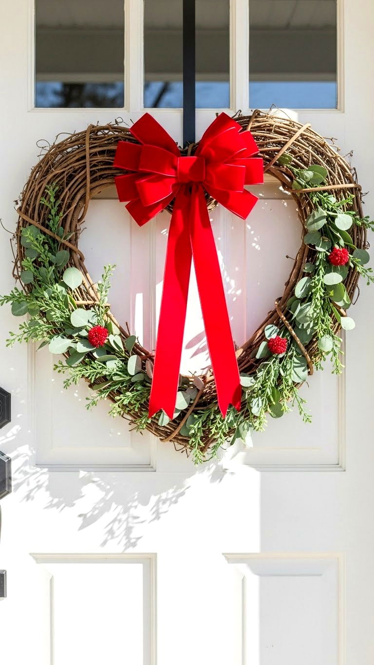 Heart shaped wreath - 25 valentine's day decor ideas