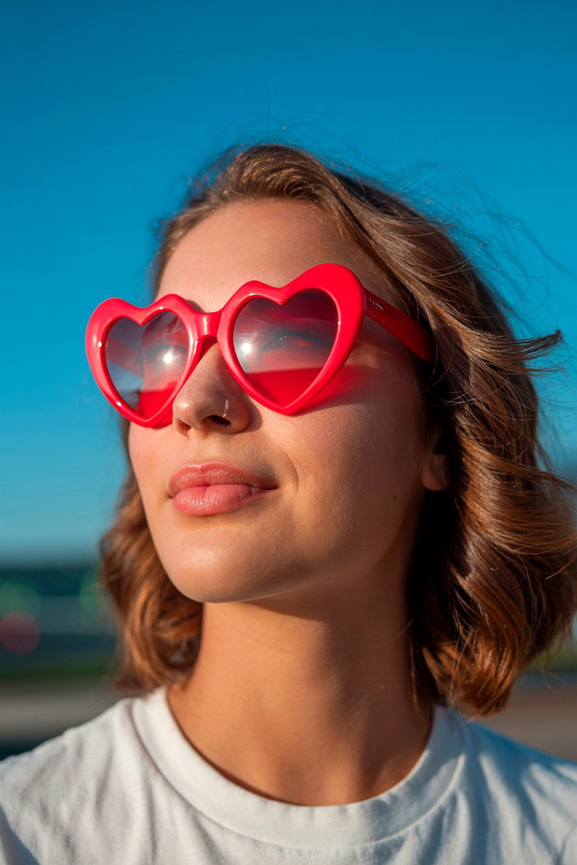 Heart sunglasses portrait - 25 Valentine's Day Aesthetic Photo Ideas