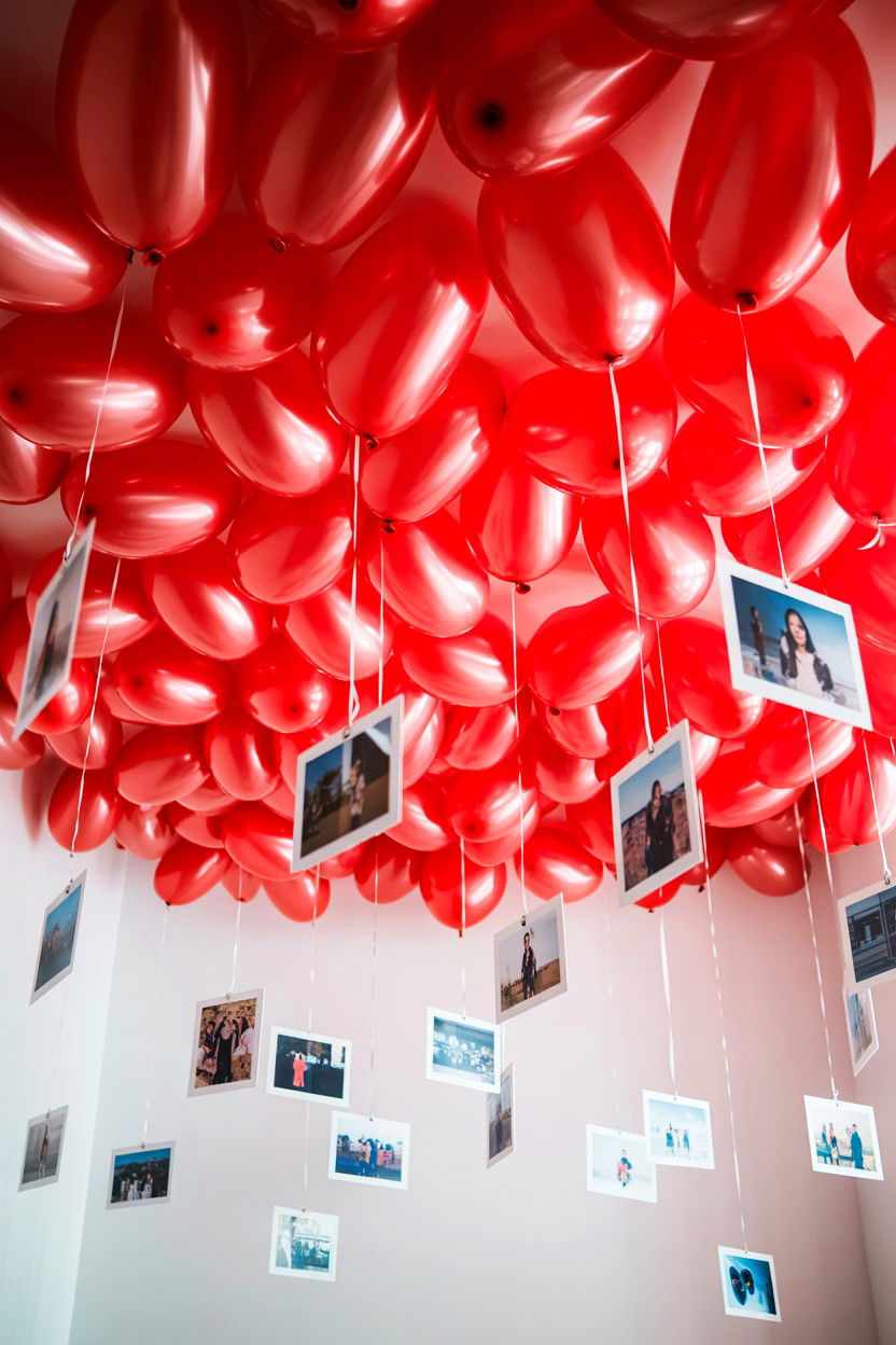 Helium balloon photo ceiling - 25 Valentine's Day Photo Balloon Ideas