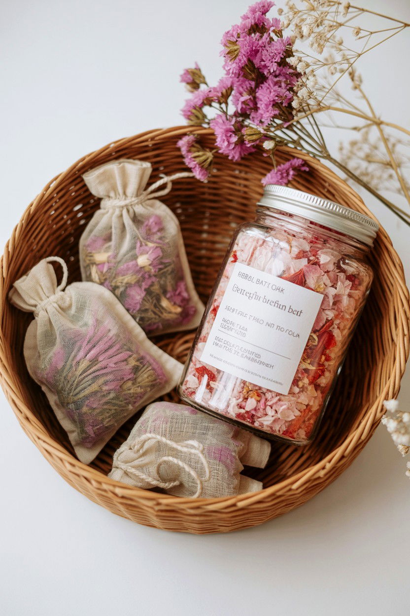 Herbal Bath Soak Kit - 25 Valentine's Day Self Care Gift Basket Ideas
