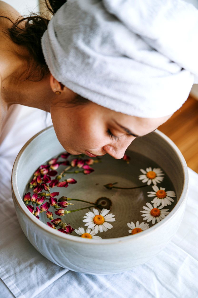 Herbal facial steam - 25 Valentine's Day Spa Day Ideas