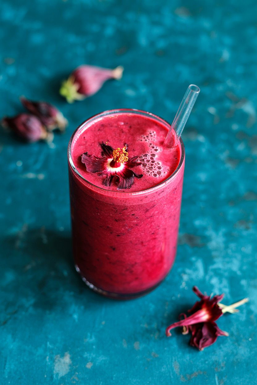 Hibiscus Berry Smoothie - 25 Valentine's Day Smoothie Recipes