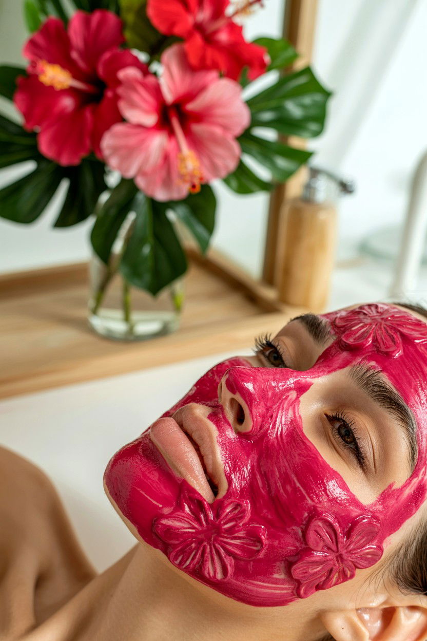 Hibiscus Face Mask - 25 Valentine's Day Face Mask Ideas