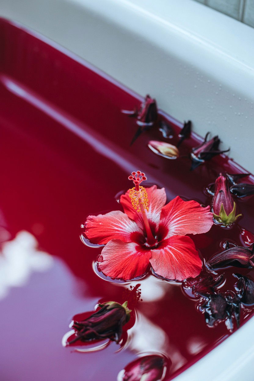 Hibiscus Flower Bath - 25 Valentine's Day Bath Soak Ideas