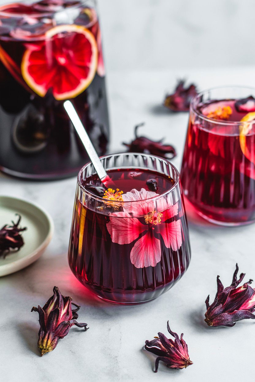 Hibiscus Flower Sangria - 25 Valentine's Day Sangria Ideas