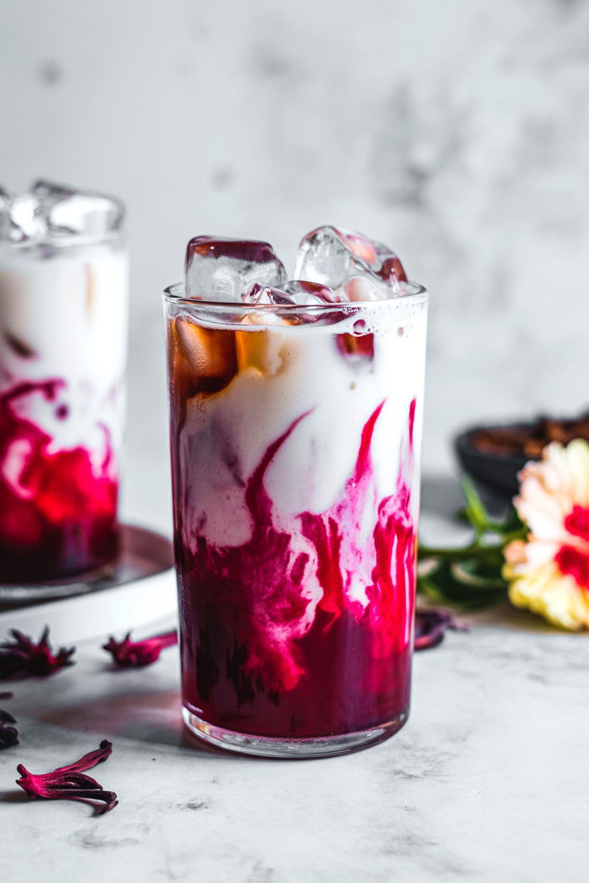 Hibiscus Iced Latte - 25 Valentine's Day Latte Ideas