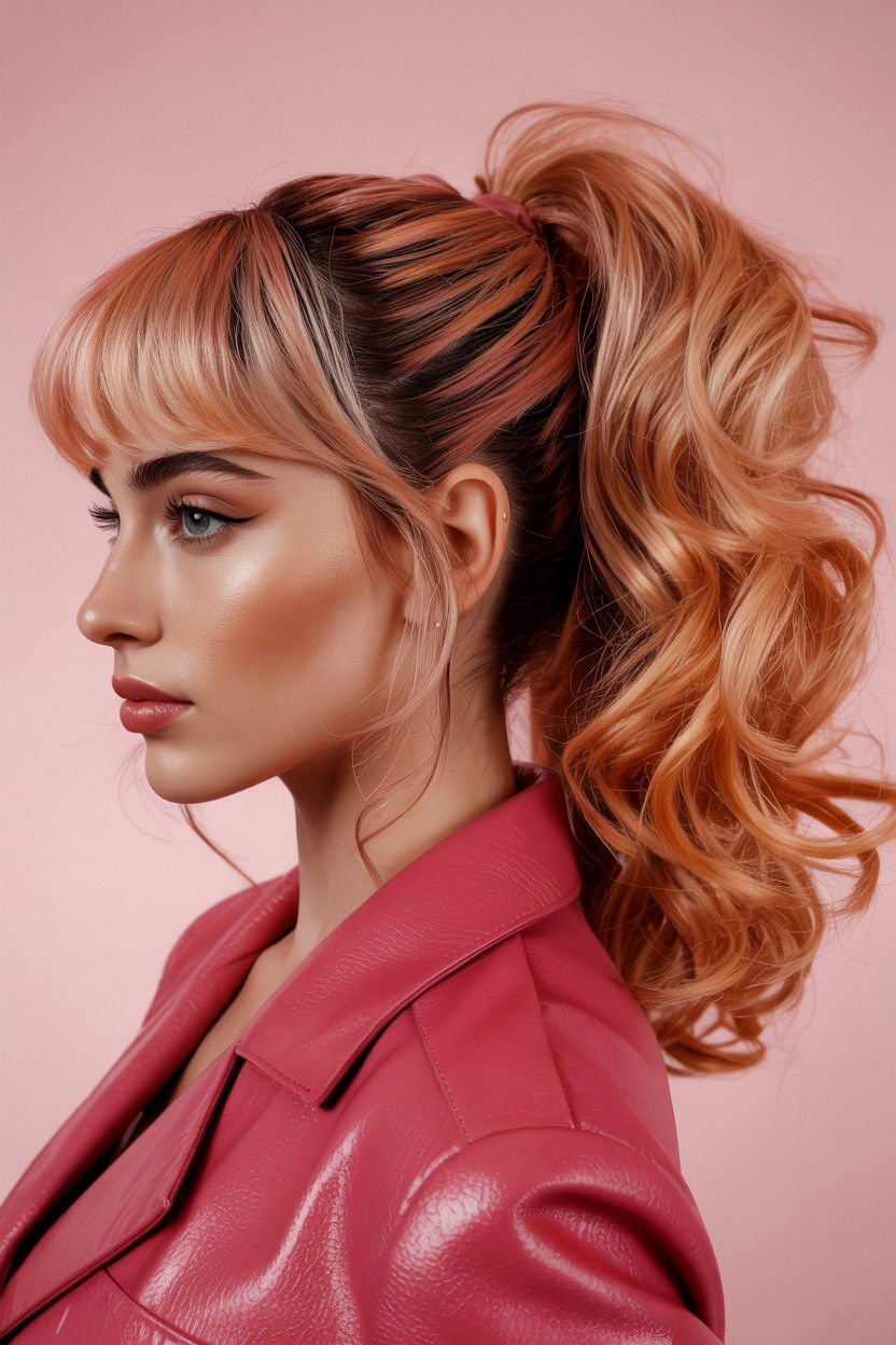 High Ponytail Swoop Bang - 25 Valentine's Day Textured Hair Ideas