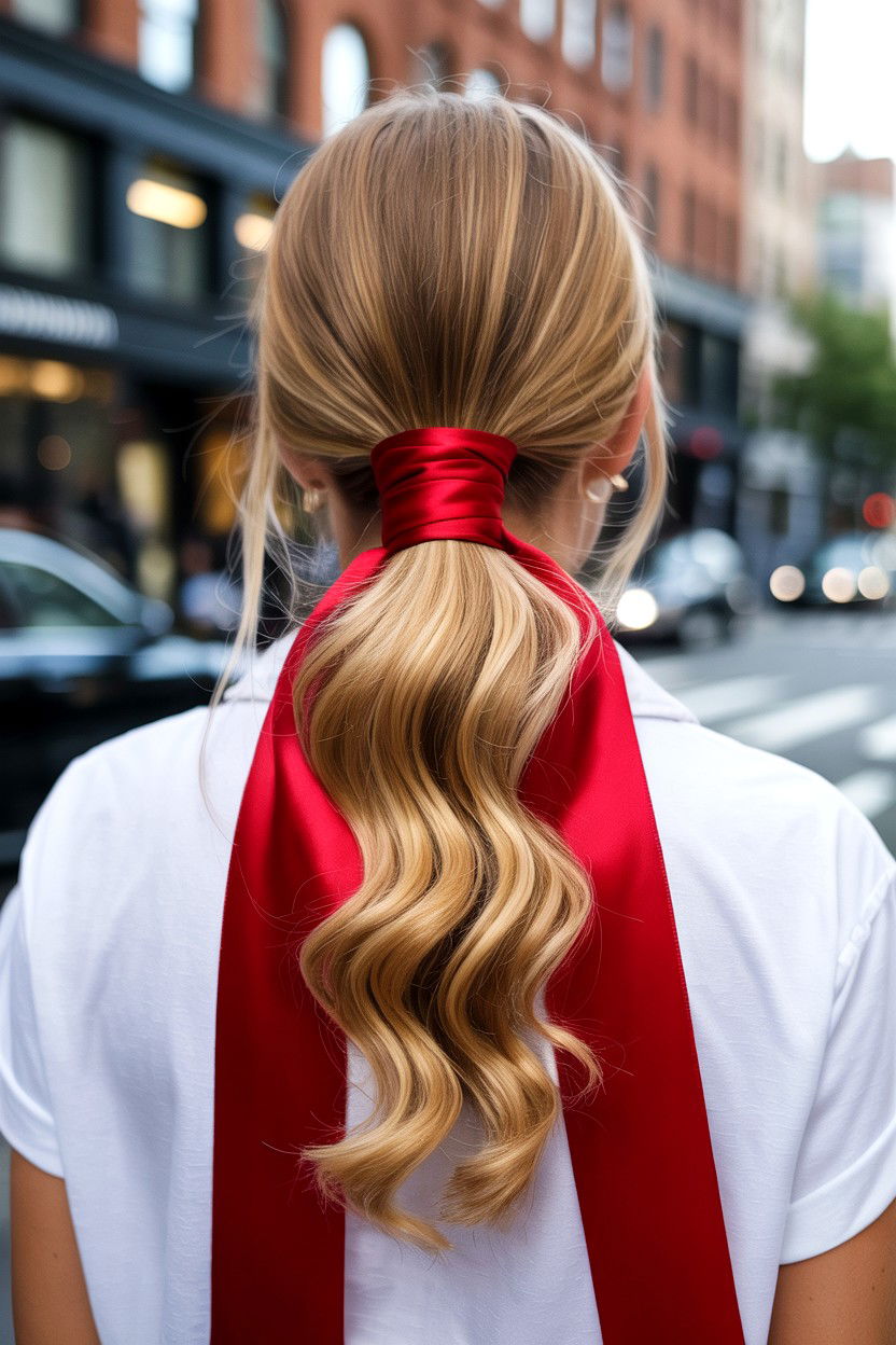 High Ponytail With Ribbon - 25 Romantic Valentine's Day Hairstyles