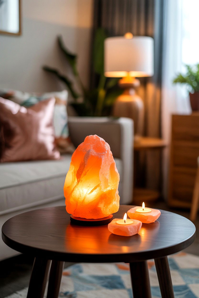 Himalayan salt lamp set - 25 Valentine's Day Relaxation Gift Basket Ideas