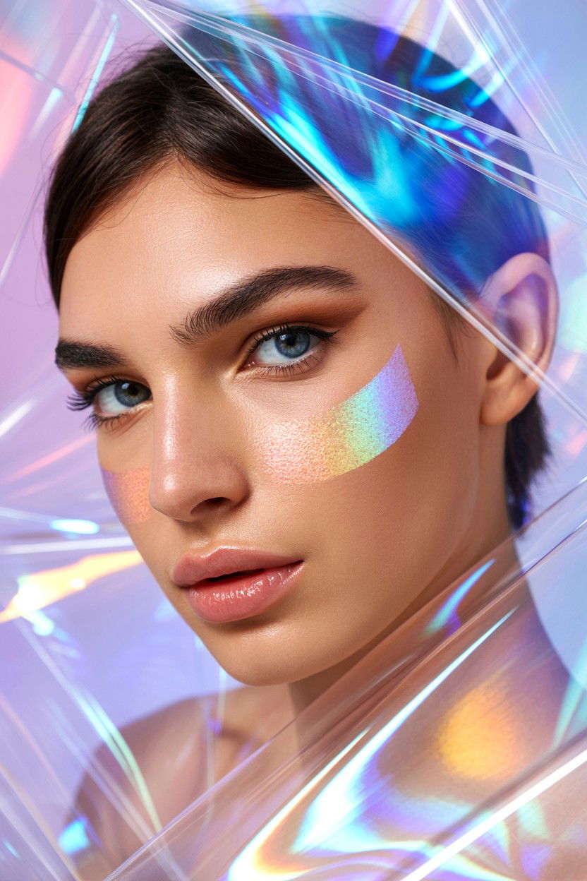 Holographic Cheekbone Glow - 25 Valentine's Day Highlighter Looks