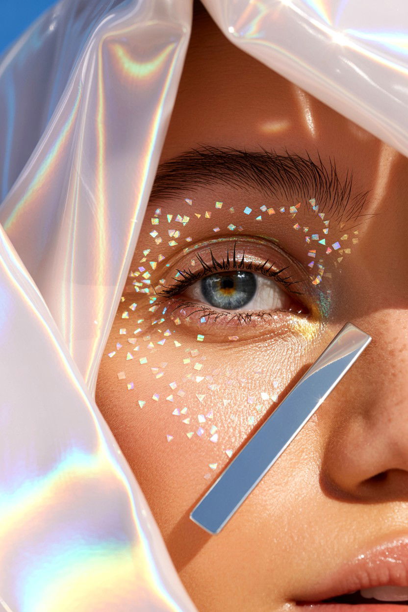 Holographic Inner Corner Sparkle - 25 Glitter Valentine's Day Makeup Looks