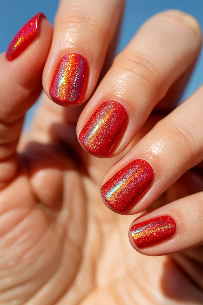 Holographic Valentine Nails - 25 Valentine's Day Toe Nail Ideas