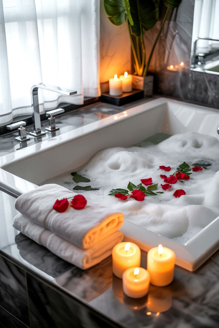 Home spa for couples - 25 Valentine's Day Ideas for Newlyweds