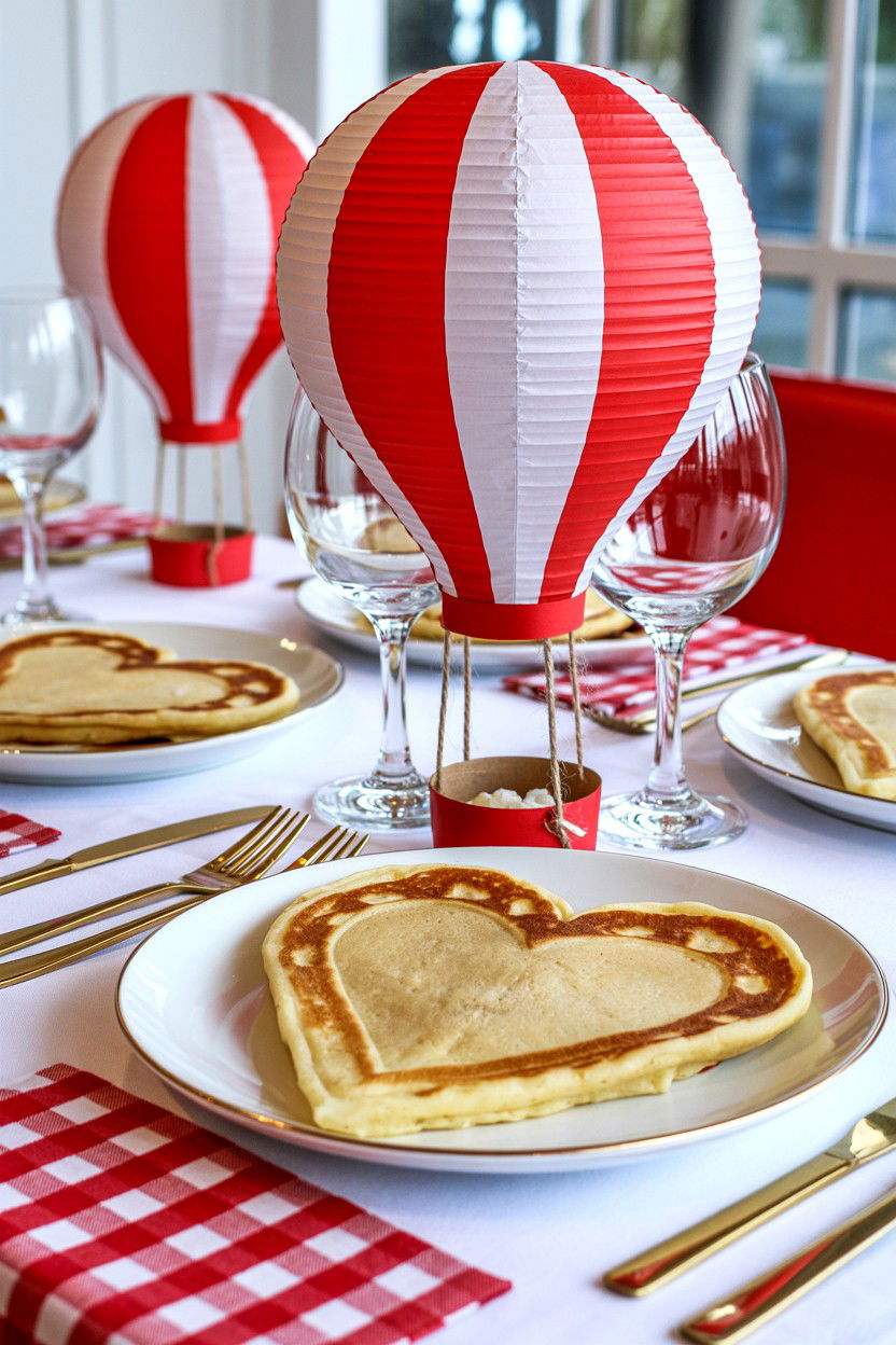 Hot Air Balloon Breakfast Table Setting - 25 Valentine's Day Hot Air Balloon Ideas