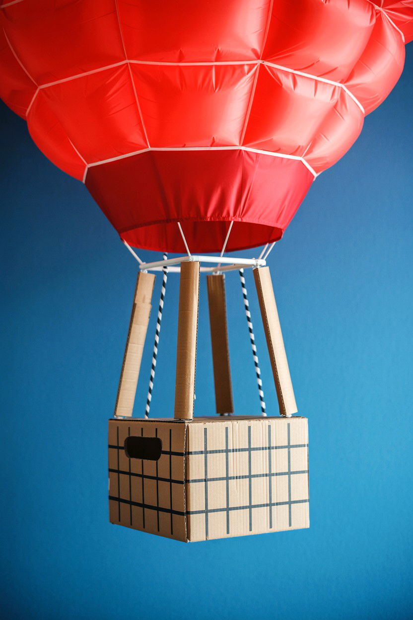 Hot Air Balloon Cardboard Box Craft - 25 Valentine's Day Hot Air Balloon Ideas