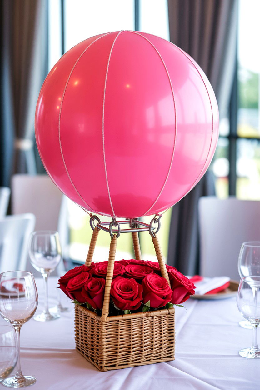 Hot Air Balloon Centerpiece - 25 Valentine's Day Party Balloon Ideas
