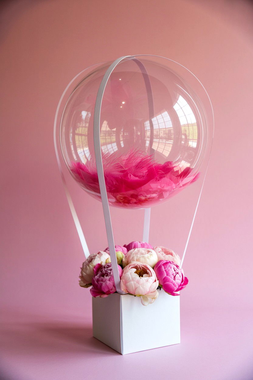 Hot Air Balloon Flower Box - 25 Valentine's Day Hot Air Balloon Ideas