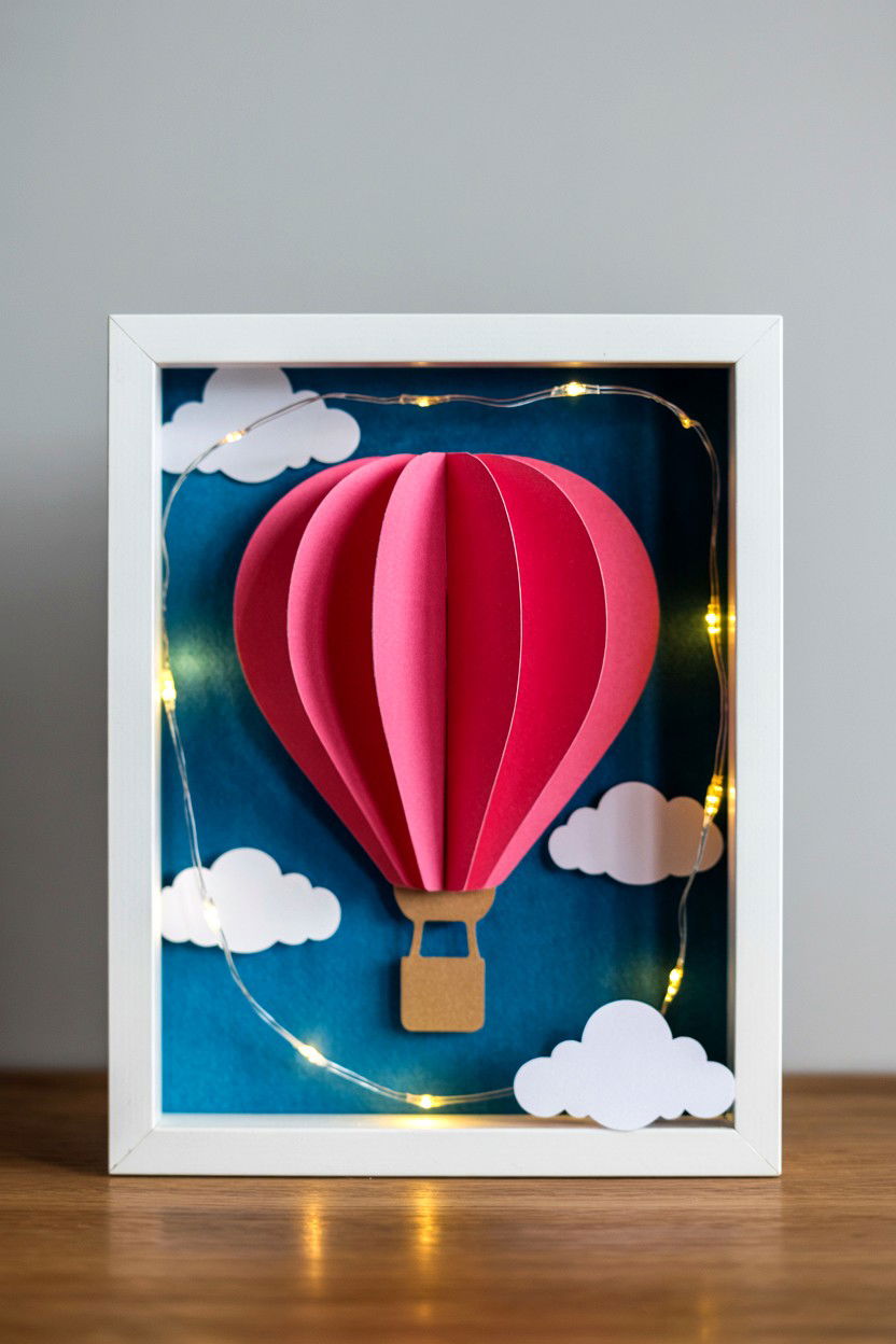 Hot Air Balloon Shadow Box - 25 Valentine's Day Hot Air Balloon Ideas