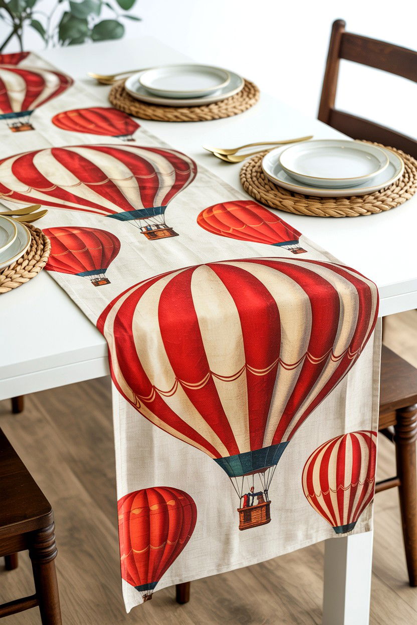 Hot Air Balloon Table Runner - 25 Valentine's Day Hot Air Balloon Ideas