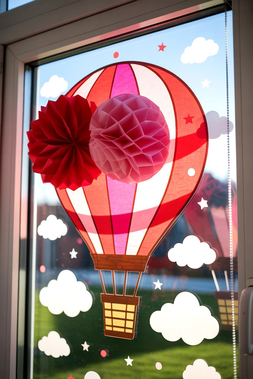 Hot Air Balloon Window Cling - 25 Valentine's Day Hot Air Balloon Ideas