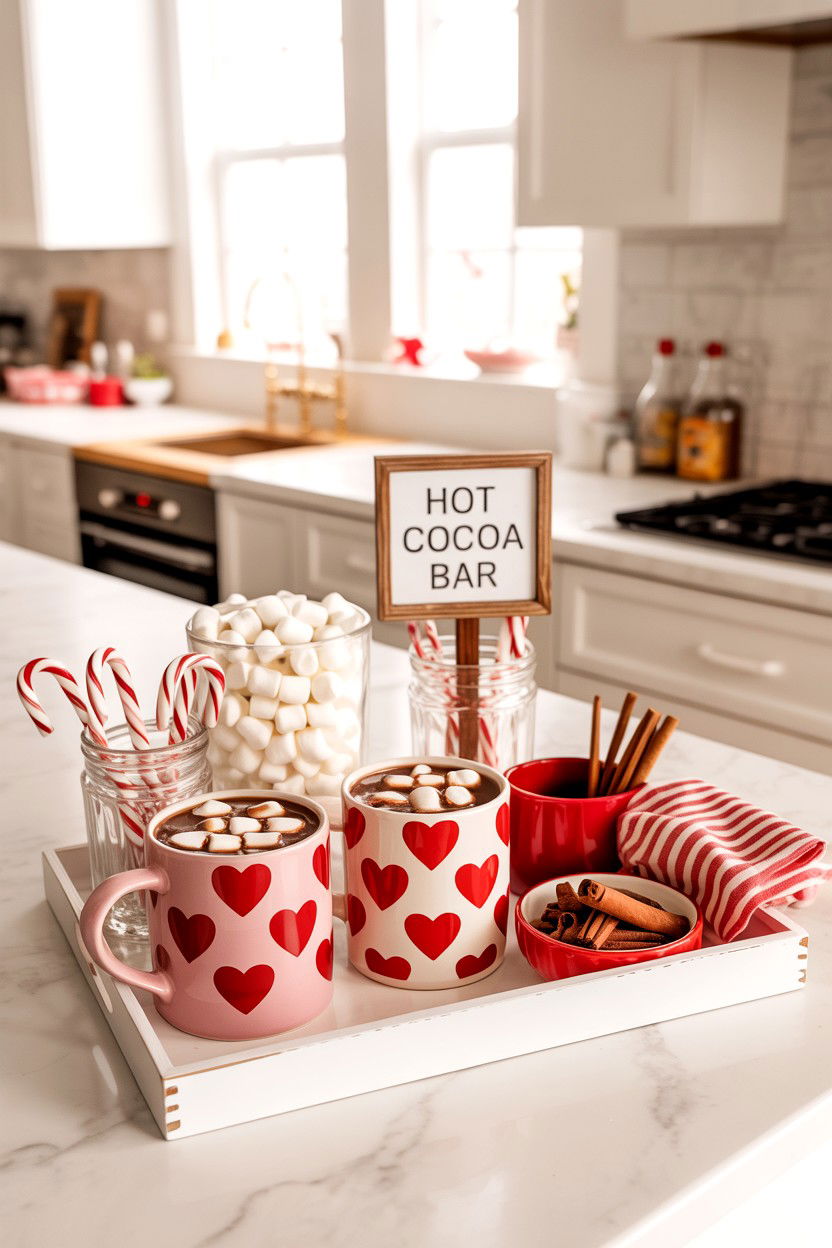 Hot Cocoa Valentine Tray - 25 Elegant Valentine's Day Tiered Tray Ideas