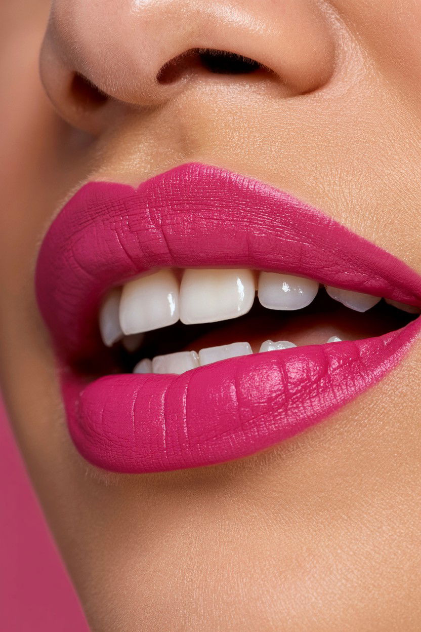 Hot Pink Lipstick Look - 25 Valentine's Day Lip Looks